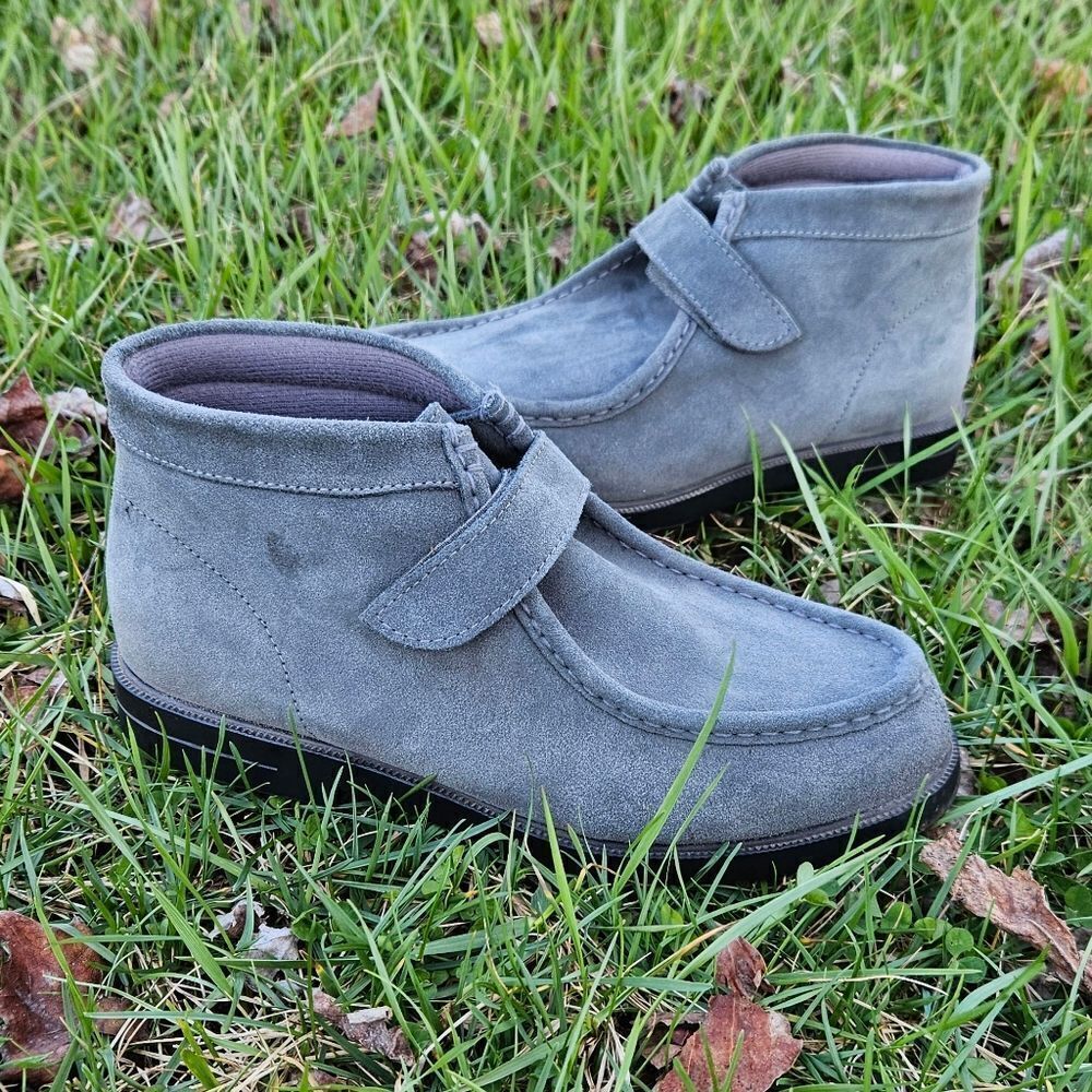 NWOT Haband Casual Joe Gray Suede Leather Moccasin Boots Size 8.5